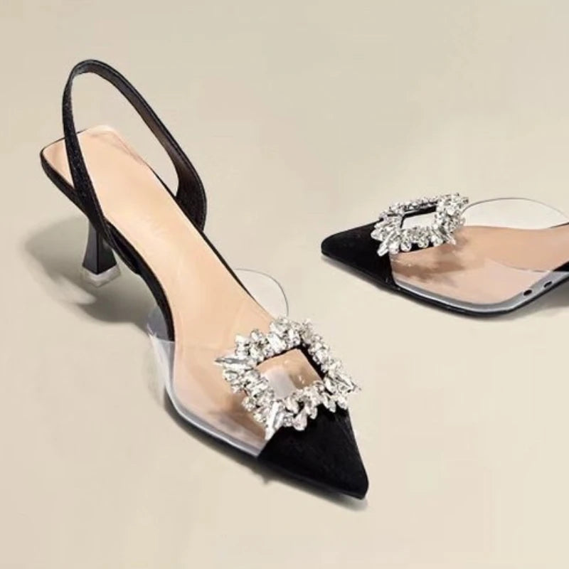 Spring and Autumn Fashion Crystal Transparent High Heels